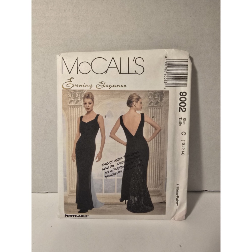 McCall Patterns 9002‎ Evening Elegance Dress UNCUT Size C 10 12 14 Petite Able